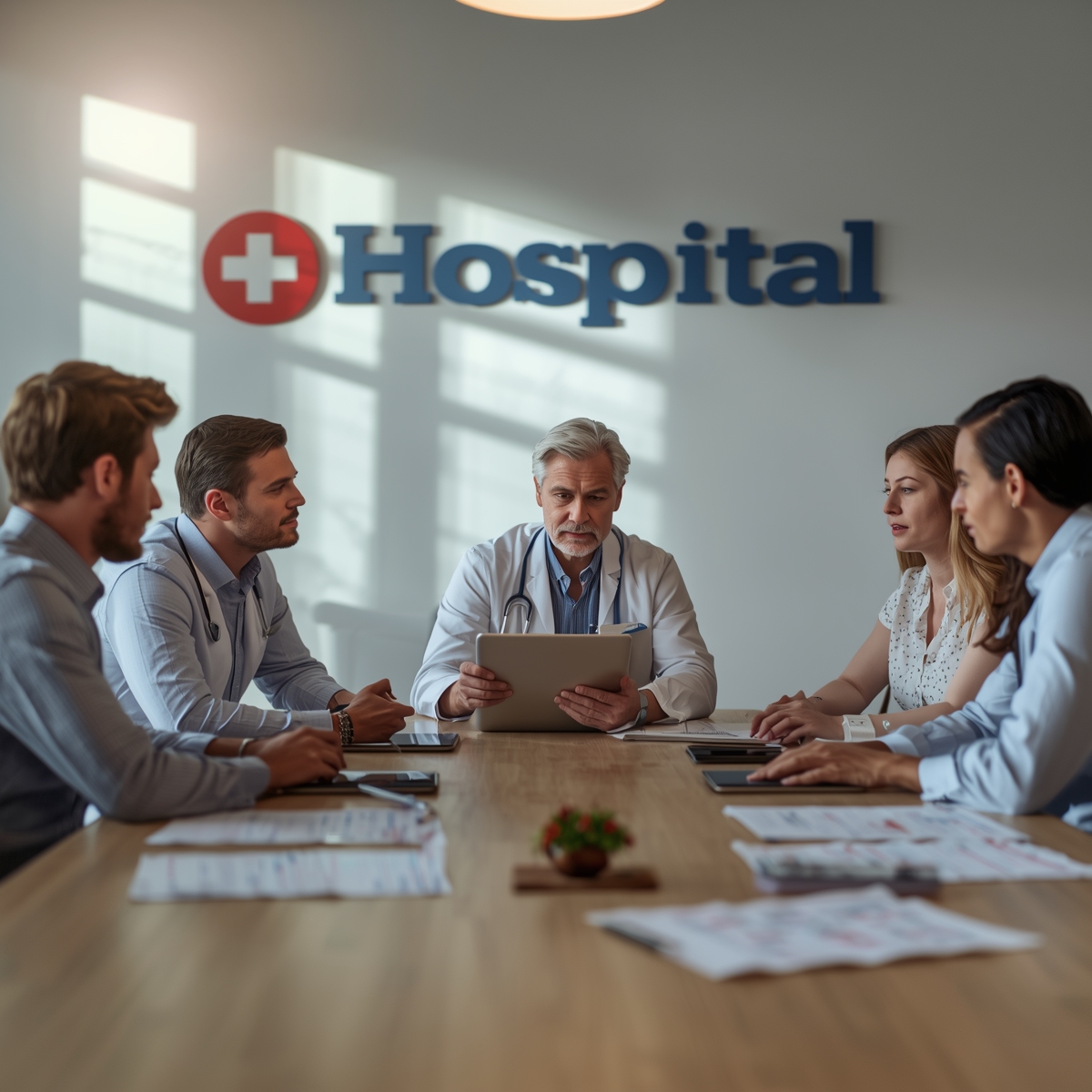 Healthcare marketing team planning hospital digital growth strategy